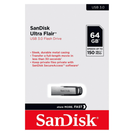 SANDISK 64GB ULTRA FLAIR 3.0 USB FLASH DRIVE